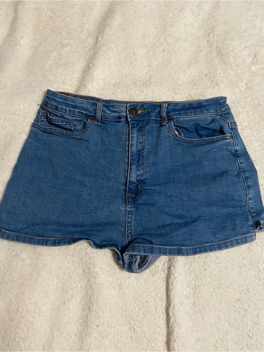 Forever 21 Blue Denim High-Rise Jean Shorts